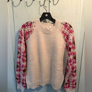 Dylan Amelia crochet Pink and Cream Knit Sweater